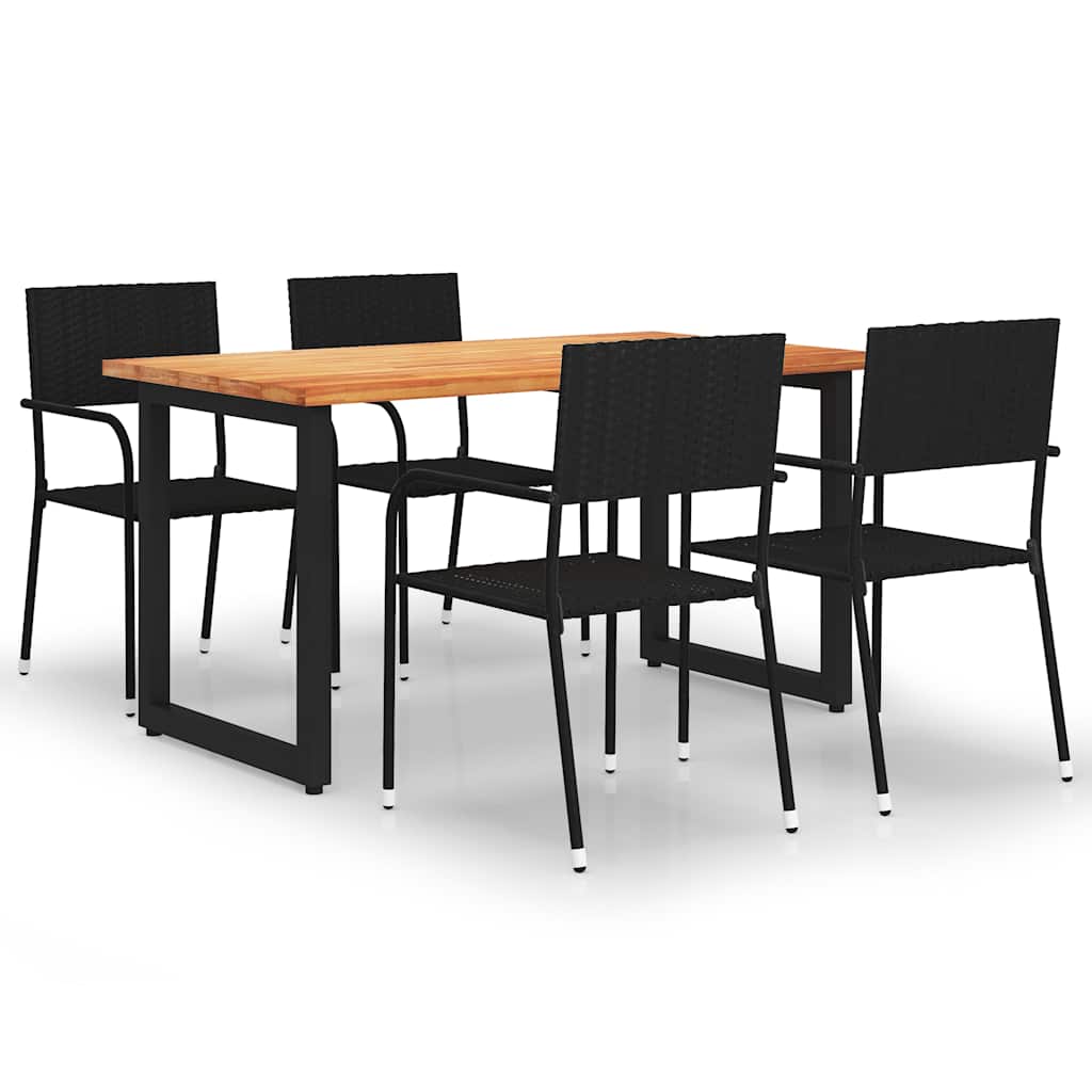 Set Mobili da Pranzo Giardino 5 pz in Polyrattan Nero