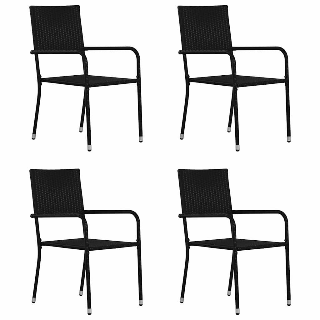 Set Mobili da Pranzo Giardino 5 pz in Polyrattan Nero