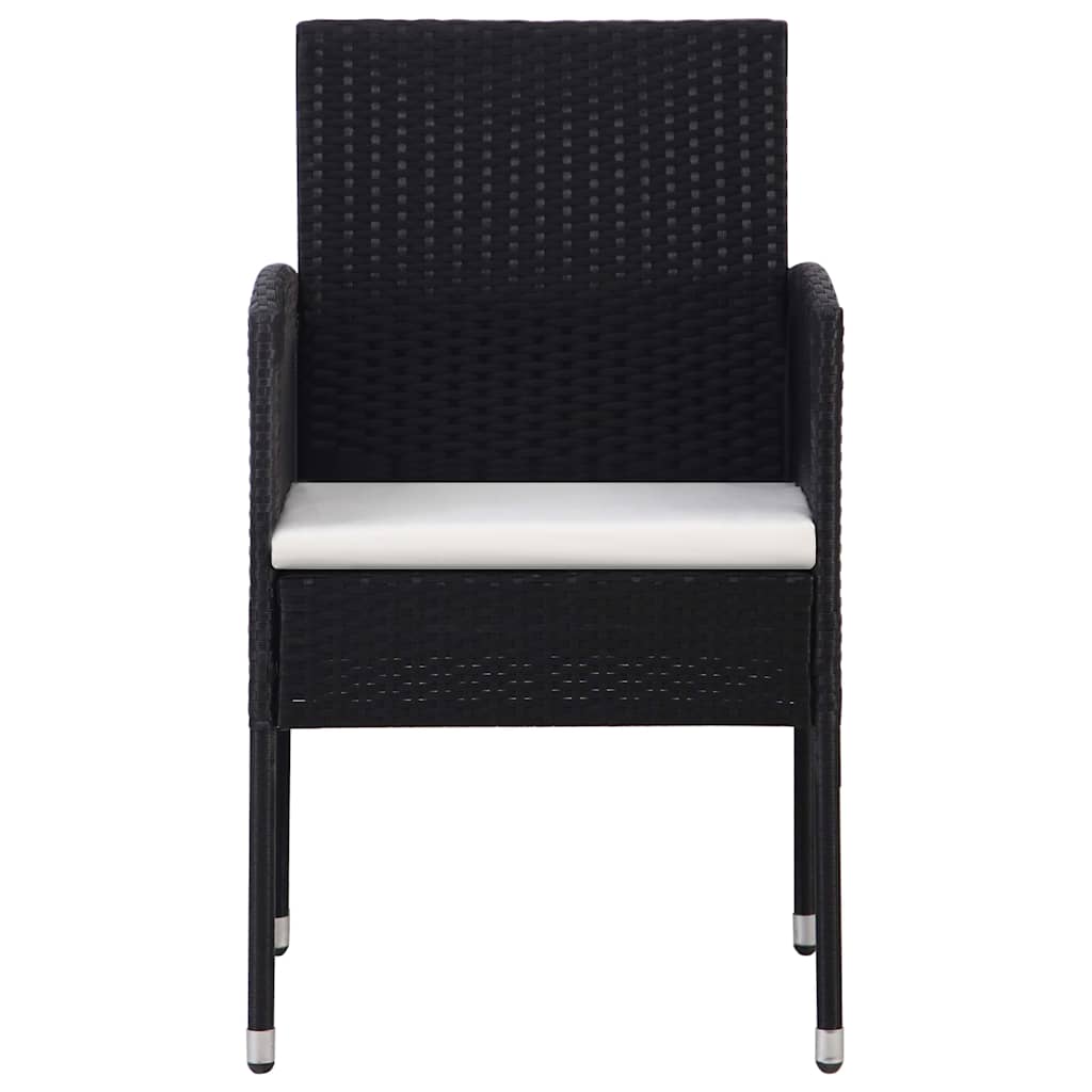 Set da Pranzo per Giardino 5 pz con Cuscini in Polyrattan Nero