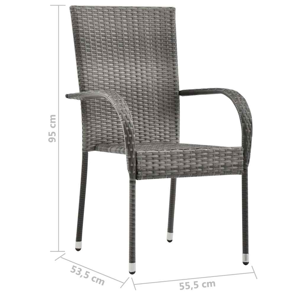 Set Mobili da Pranzo Giardino 7 pz in Polyrattan Grigio