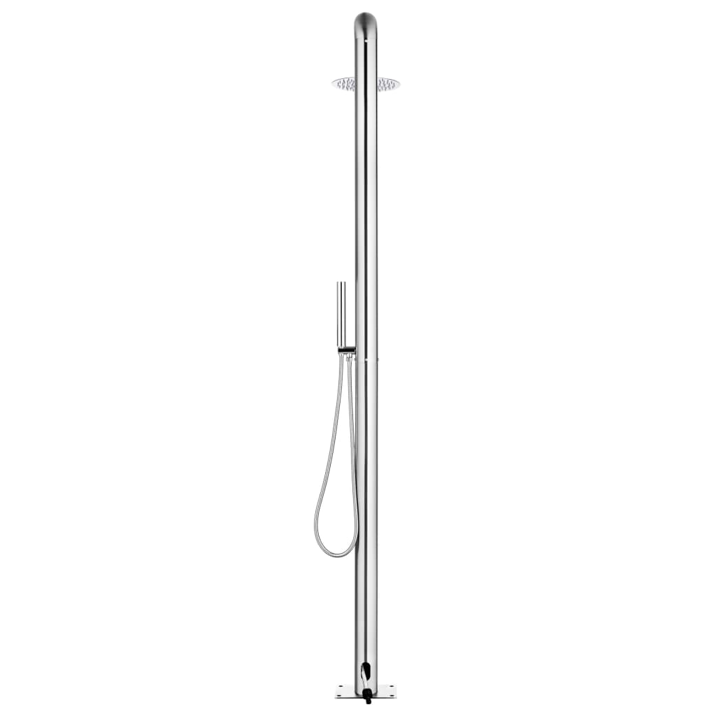 Doccia da Giardino con Base Marrone 230 cm in Acciaio Inox
