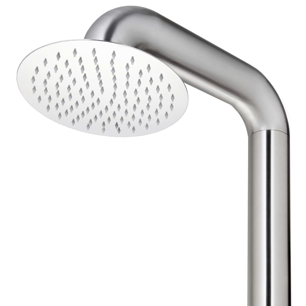 Doccia da Giardino con Base Marrone 230 cm in Acciaio Inox