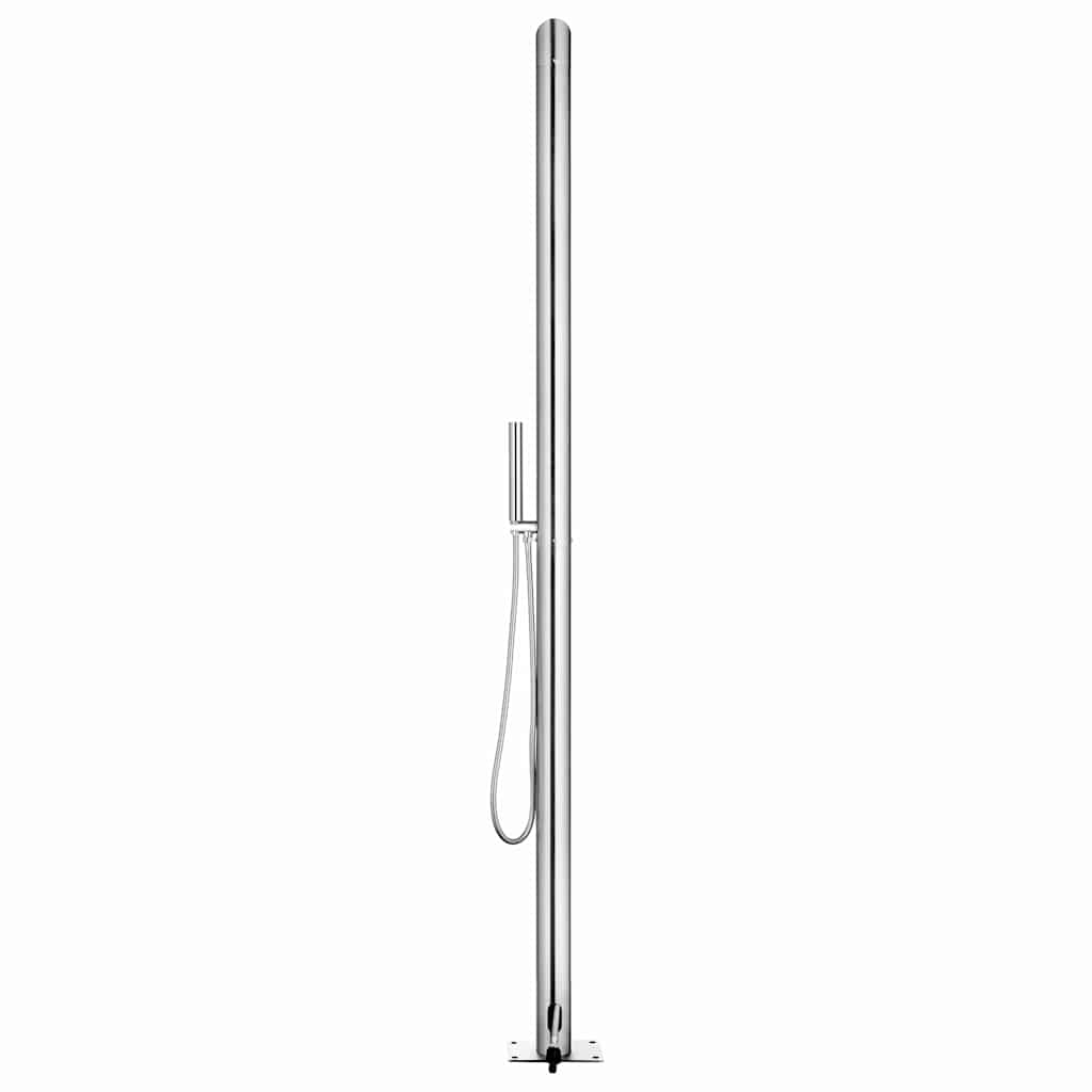 Doccia da Giardino con Base Marrone 225 cm in Acciaio Inox