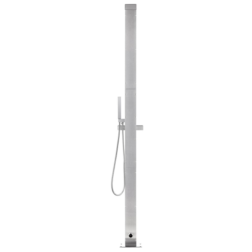 Doccia da Giardino con Base Grigia 225 cm in Acciaio Inox