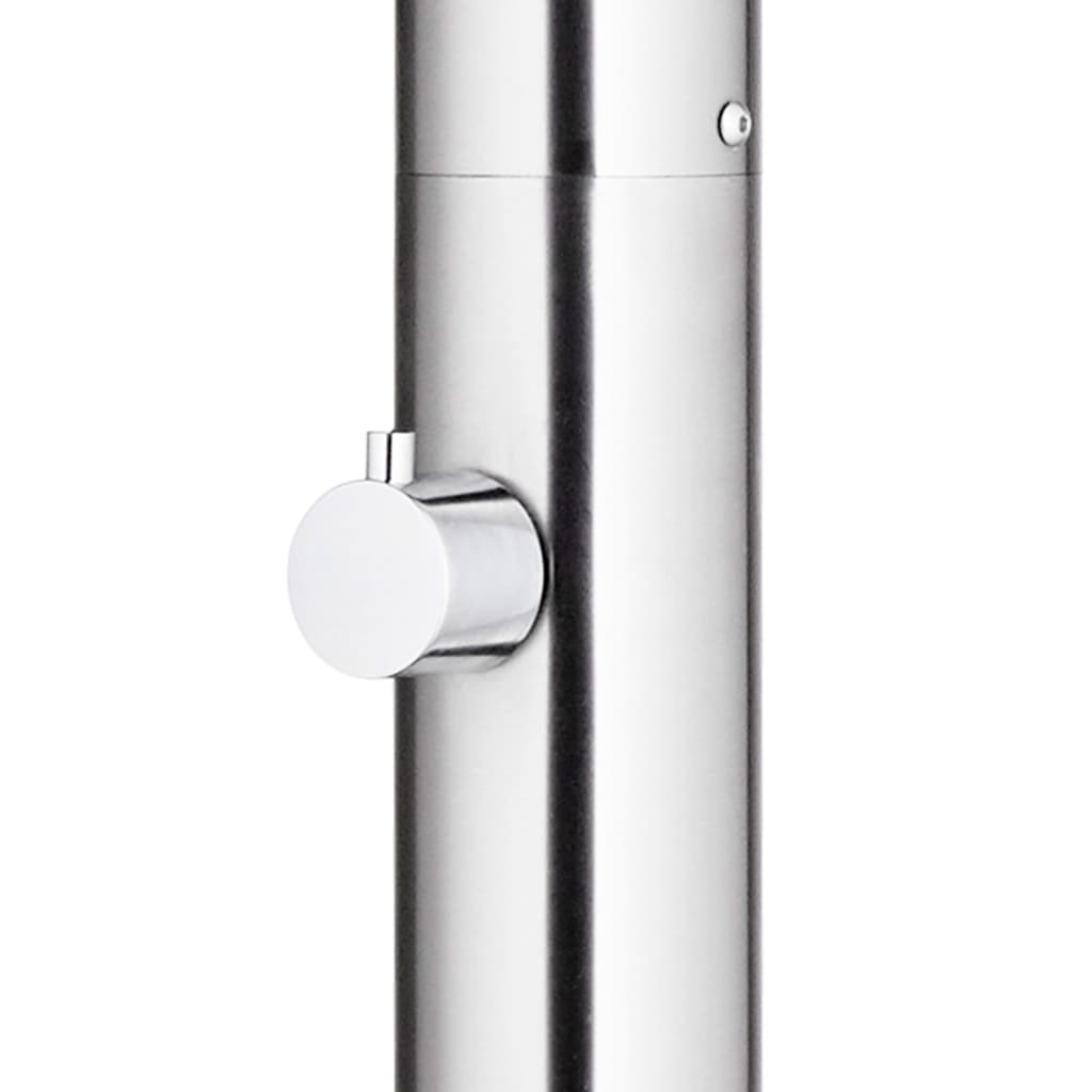 Doccia da Giardino con Base Grigia 220 cm in Acciaio Inox