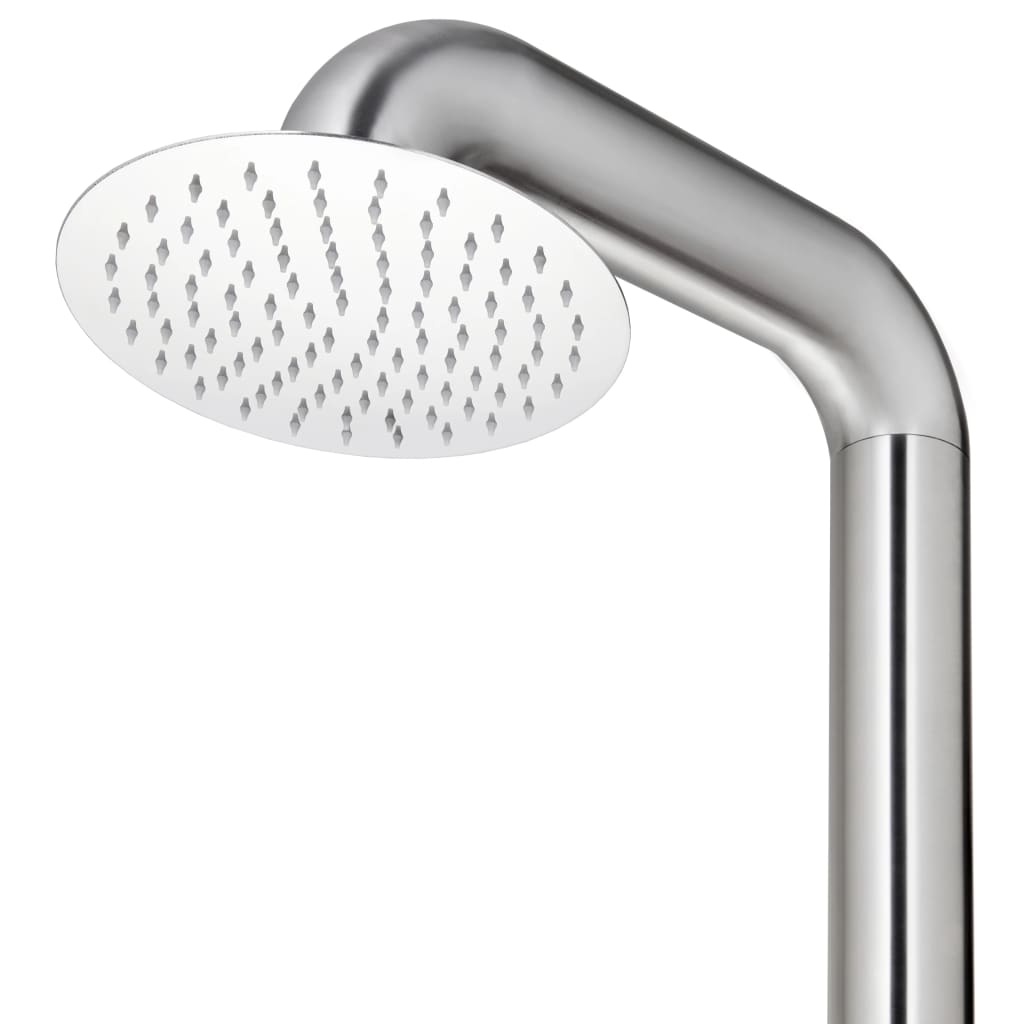 Doccia da Giardino con Base Grigia 230 cm in Acciaio Inox