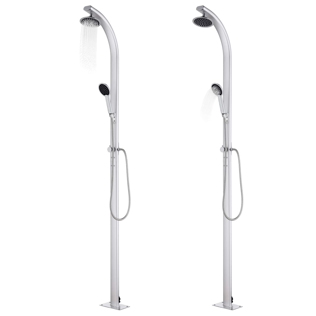 Doccia da Giardino Grigia 220 cm in Alluminio con Base WPC