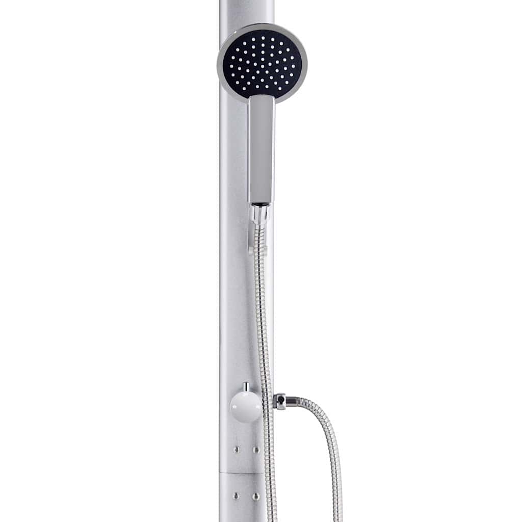 Doccia da Giardino Grigia 220 cm in Alluminio con Base WPC