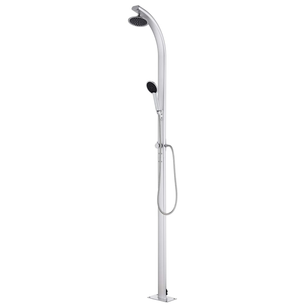 Doccia da Giardino Grigia 220 cm in Alluminio con Base WPC