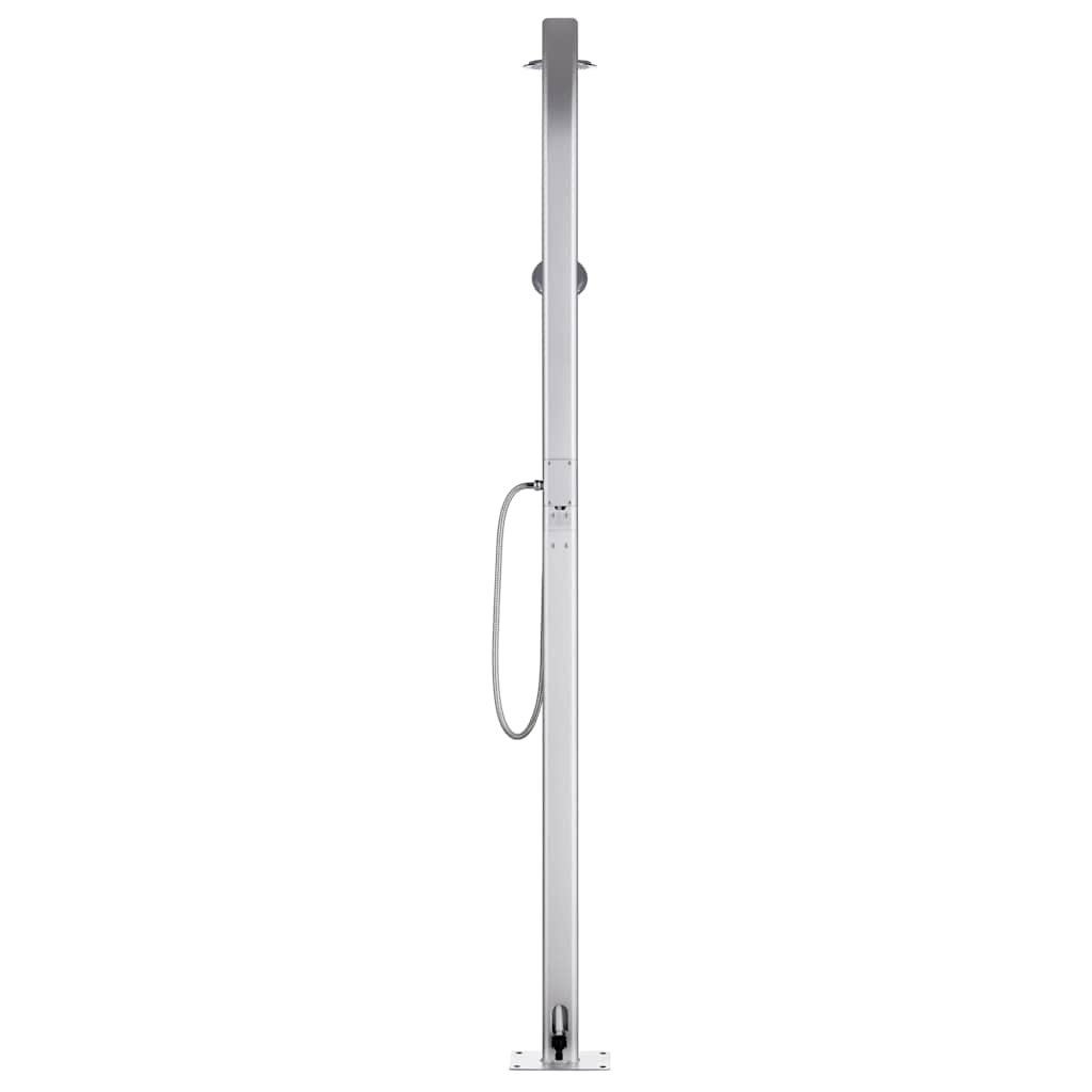 Doccia da Giardino Grigia 220 cm in Alluminio con Base WPC