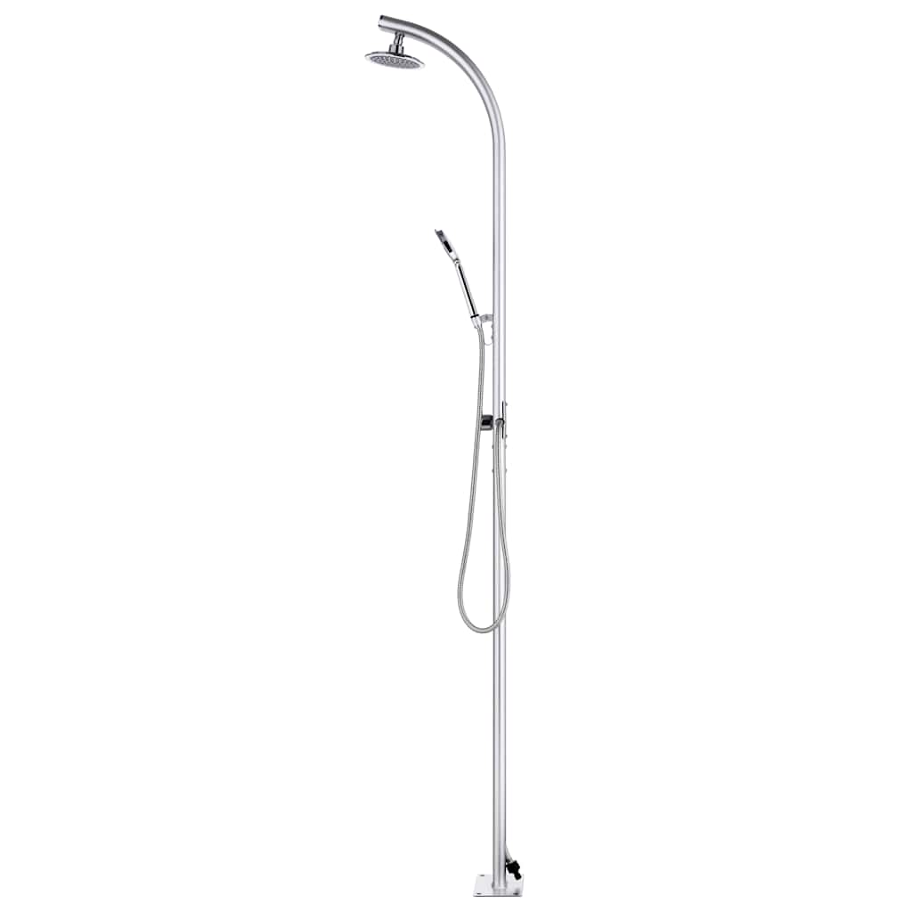Doccia da Giardino Grigia 220 cm in Alluminio con Base WPC