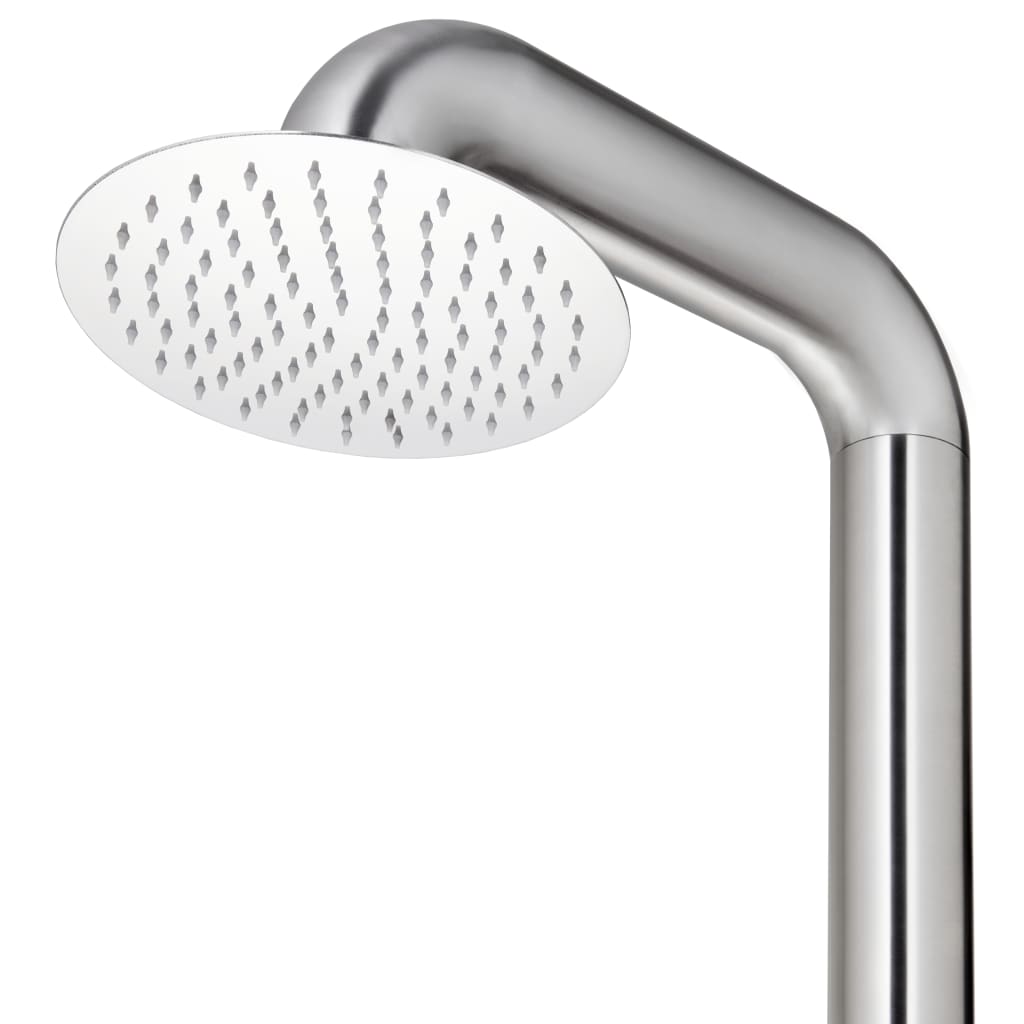 Doccia da Giardino con Base Marrone 230 cm in Acciaio Inox