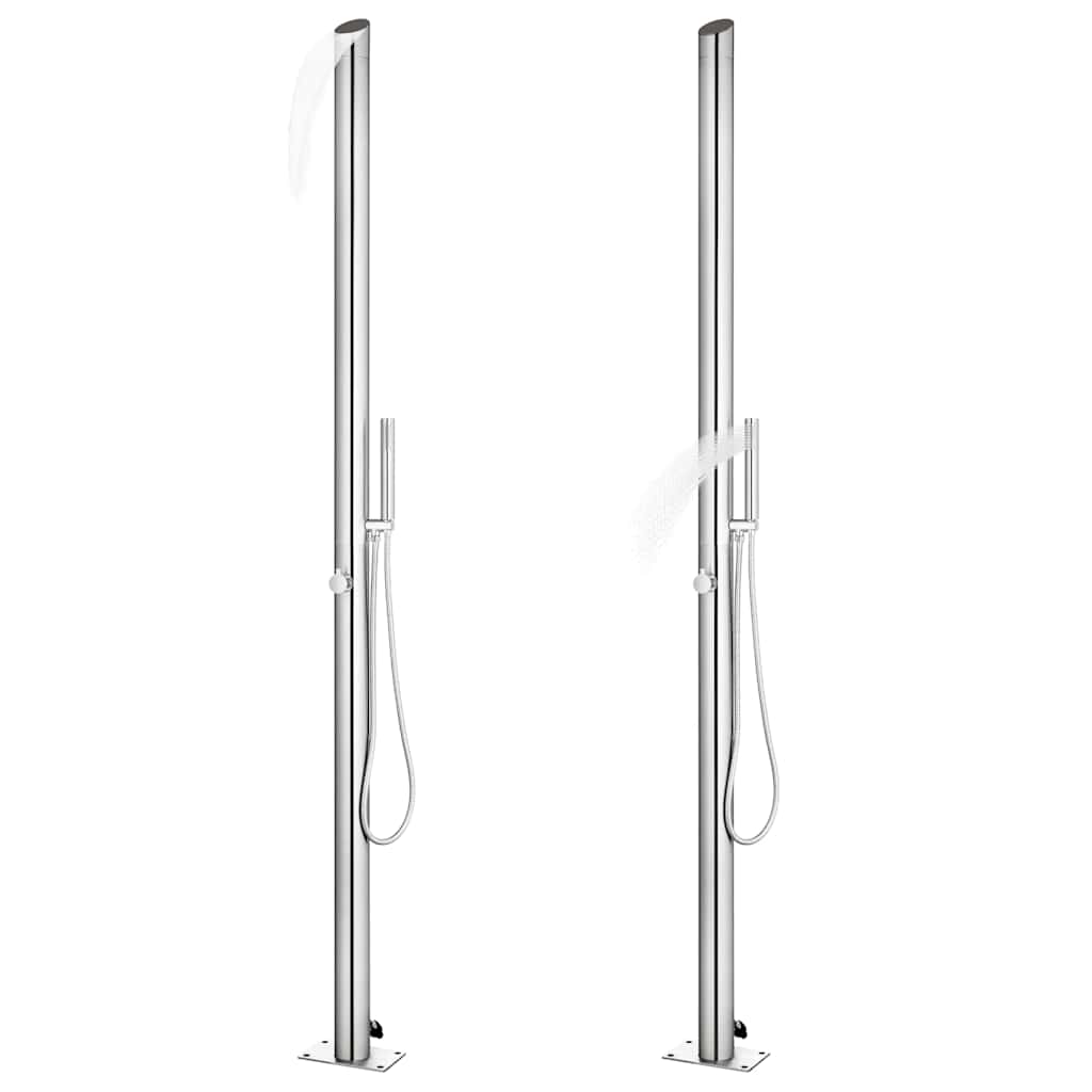 Doccia da Giardino con Base Marrone 225 cm in Acciaio Inox
