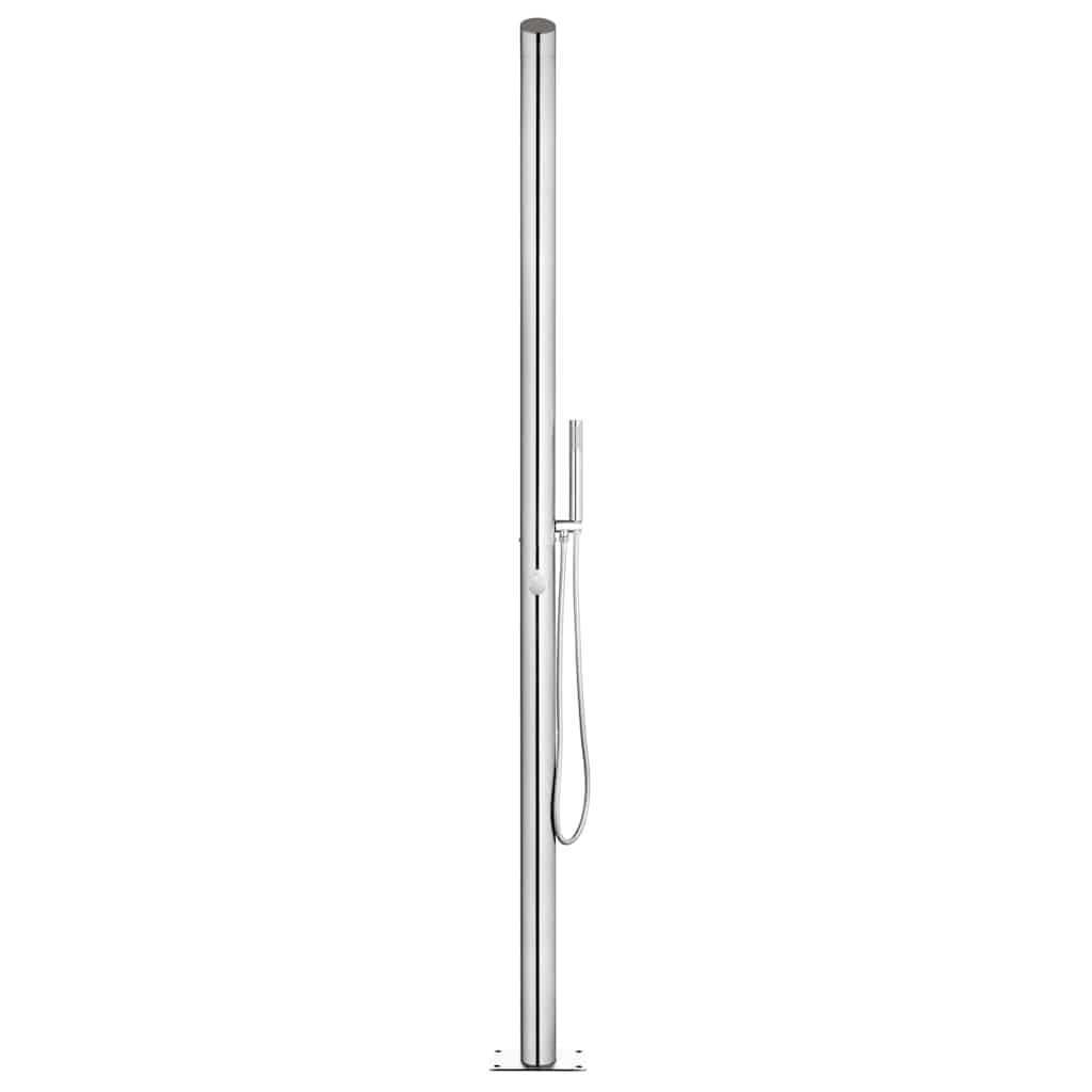 Doccia da Giardino con Base Marrone 225 cm in Acciaio Inox