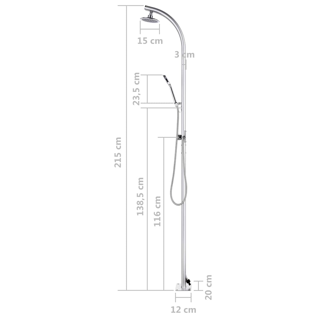 Doccia da Giardino con Base Marrone 220 cm in Alluminio