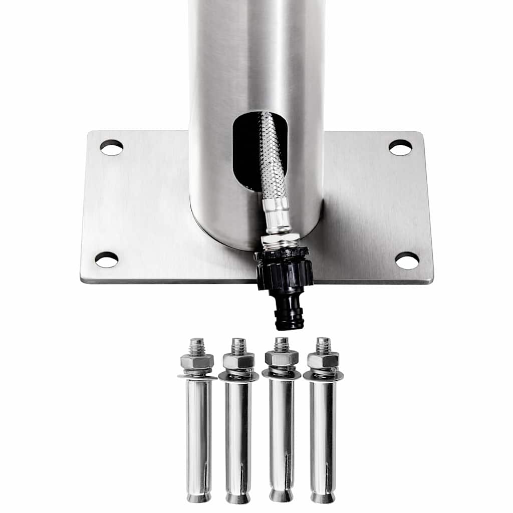 Doccia da Giardino con Base Grigia 230 cm in Acciaio Inox