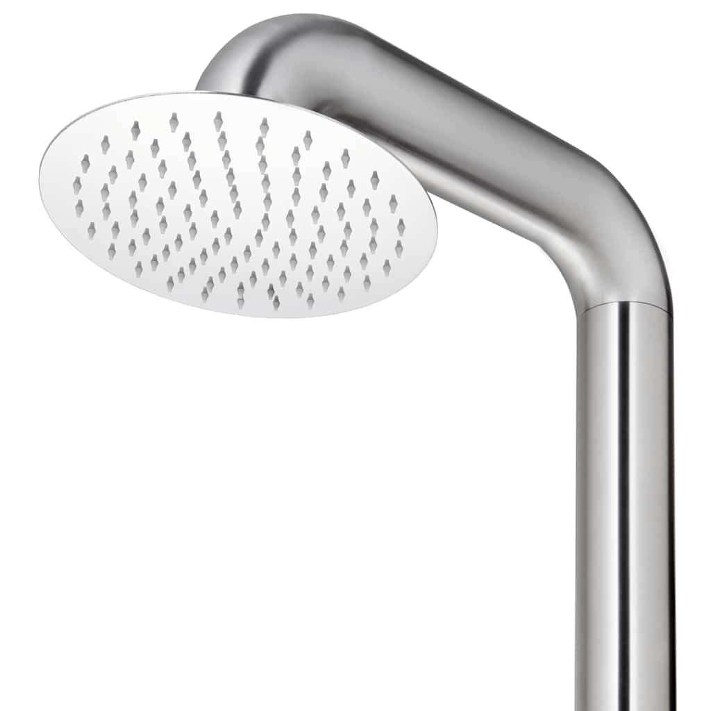Doccia da Giardino con Base Grigia 230 cm in Acciaio Inox