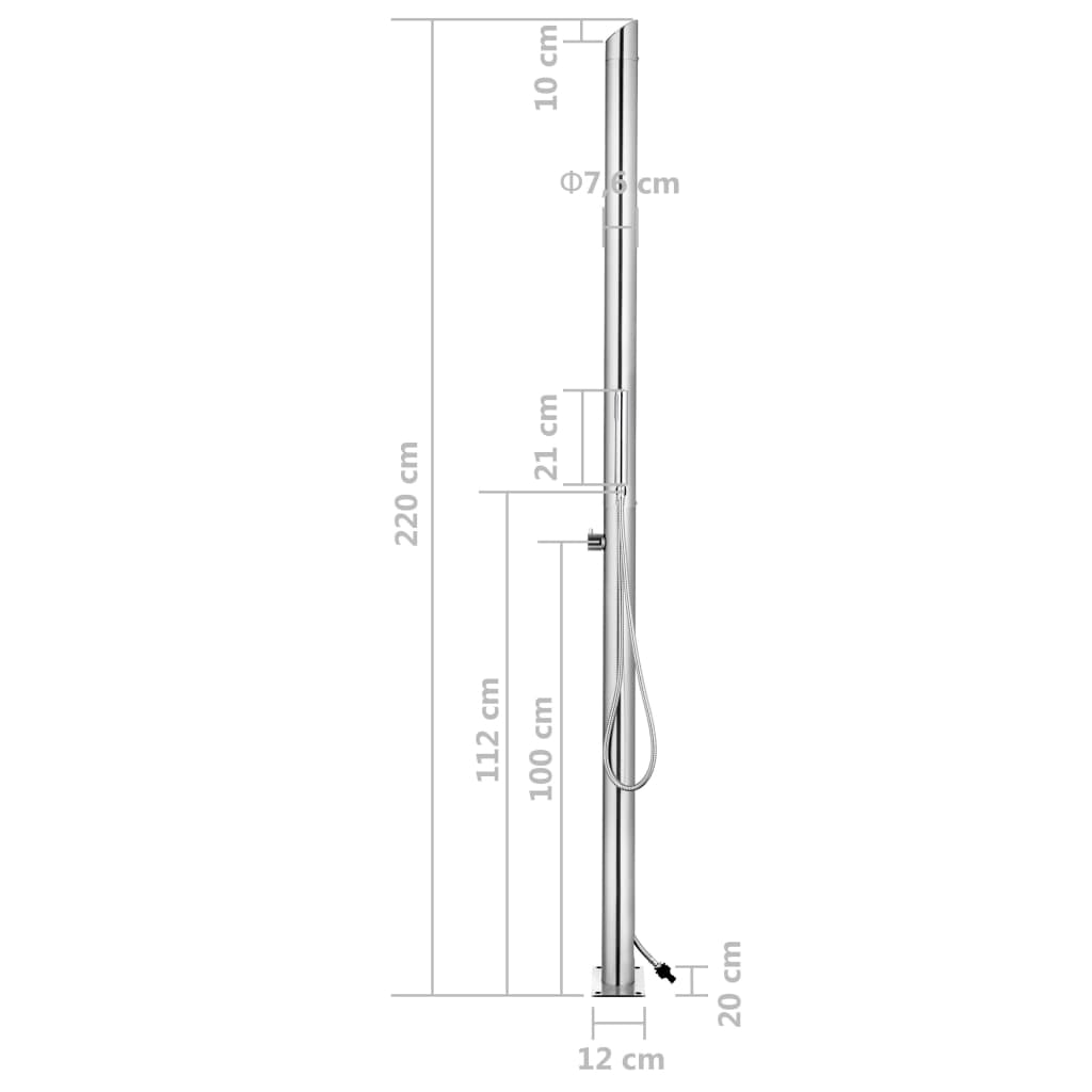 Doccia da Giardino con Base Grigia 225 cm in Acciaio Inox