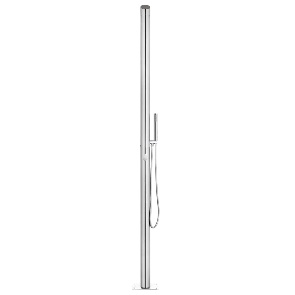 Doccia da Giardino con Base Grigia 225 cm in Acciaio Inox