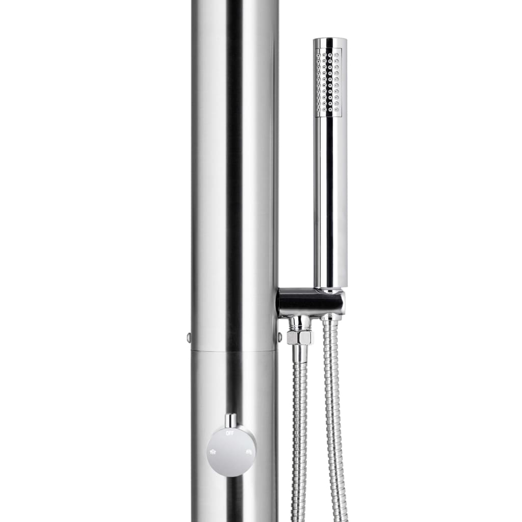 Doccia da Giardino con Base Grigia 225 cm in Acciaio Inox