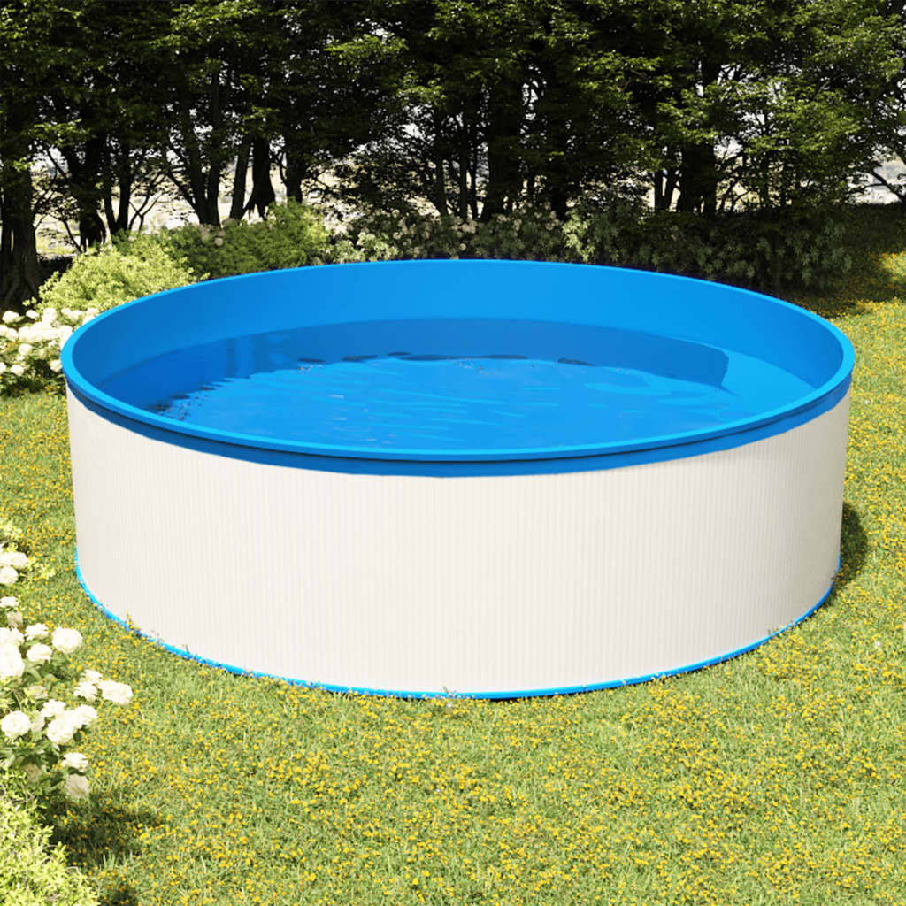 Piscina con Scaletta a 4 Gradini 350x90 cm Bianca