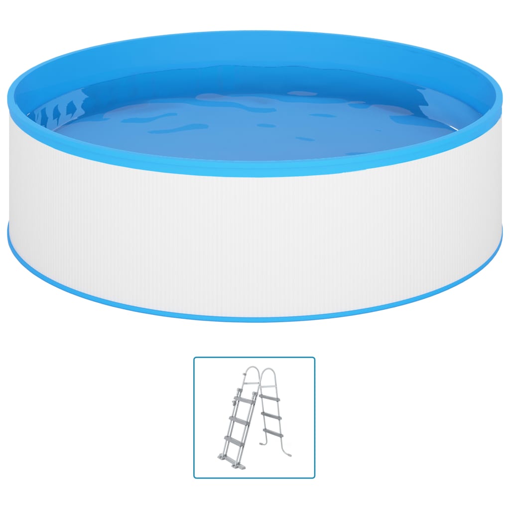 Piscina con Scaletta a 4 Gradini 350x90 cm Bianca