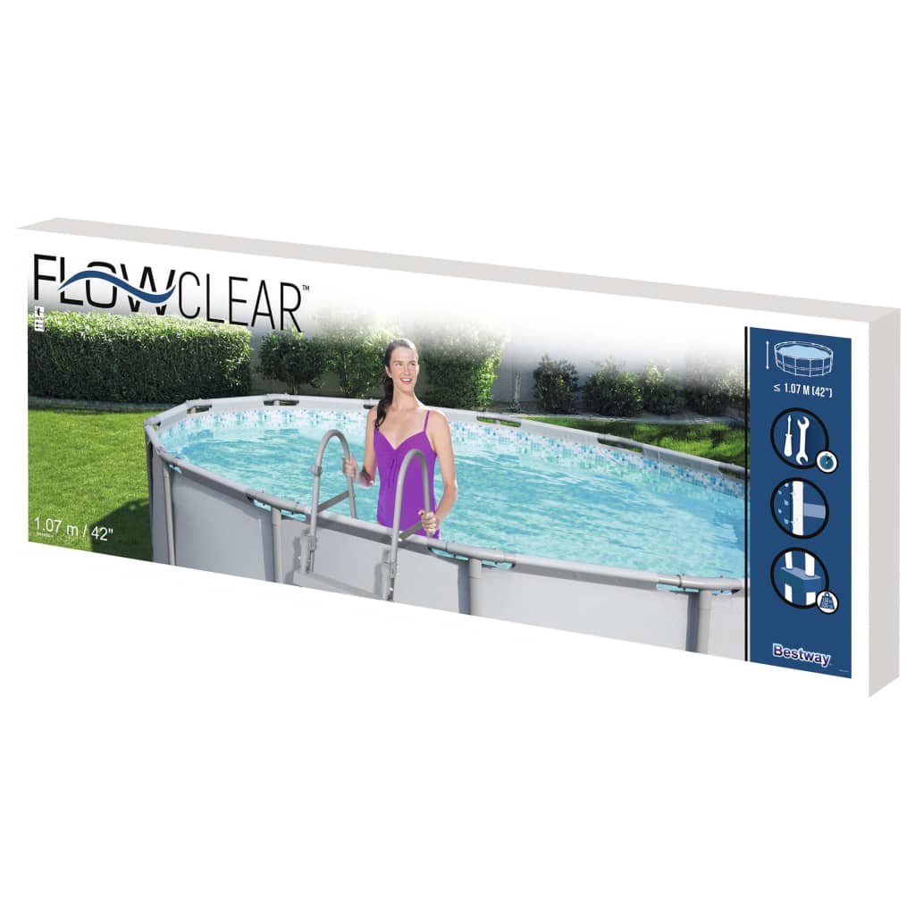 Piscina con Scaletta a 4 Gradini 350x90 cm Bianca