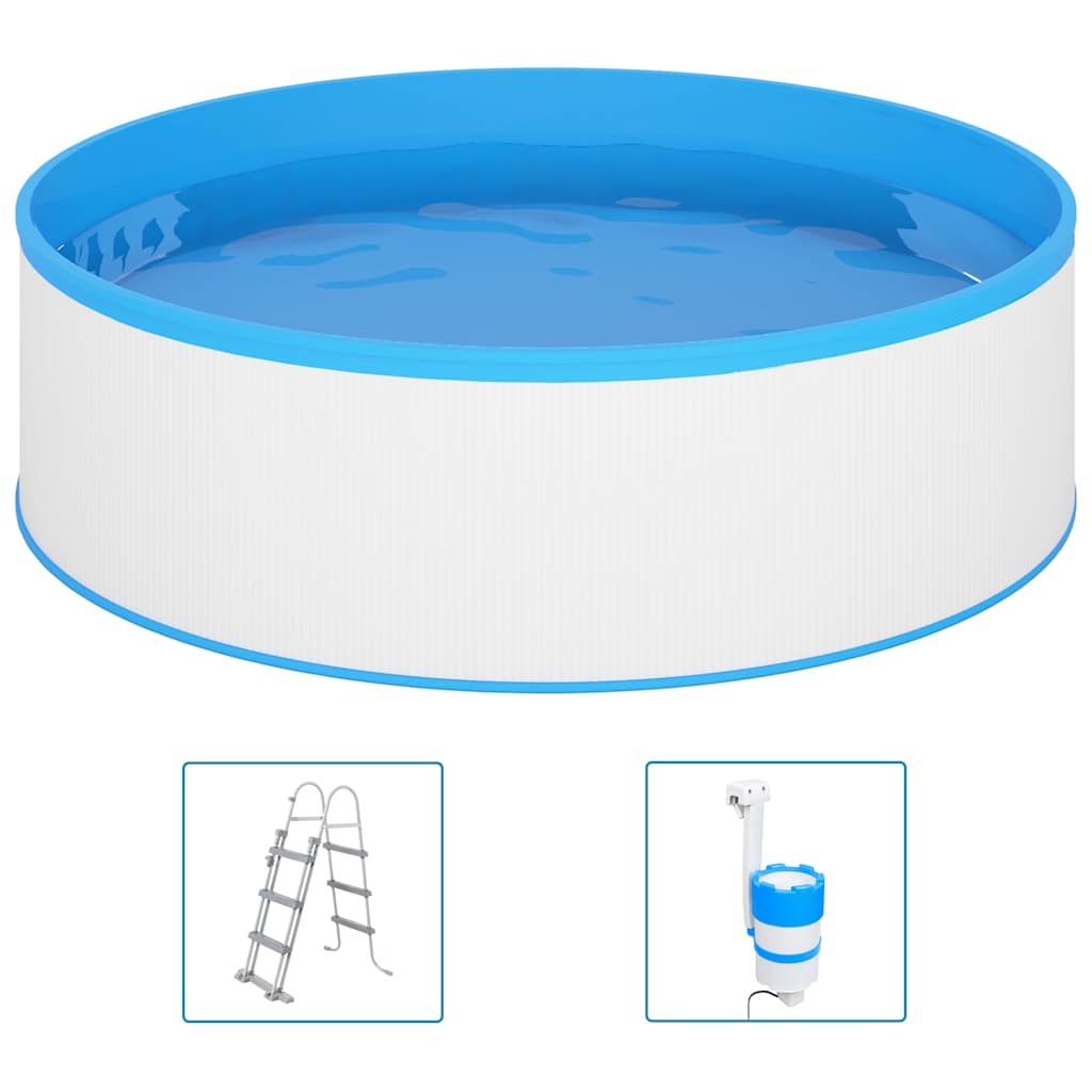 Piscina con Scaletta e Pompa 350x90 cm Bianca