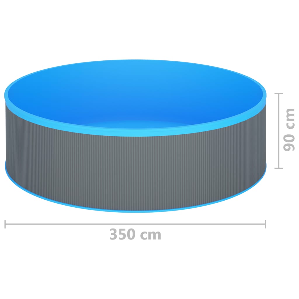 Piscina con Scaletta a 4 Gradini 350x90 cm Grigia