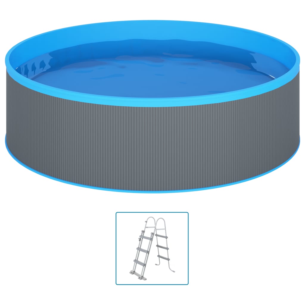 Piscina con Scaletta a 4 Gradini 350x90 cm Grigia