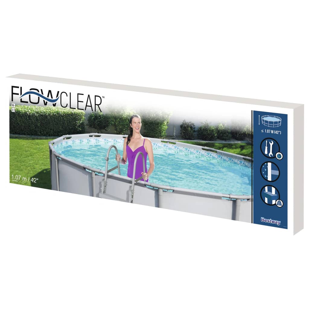 Piscina con Scaletta a 4 Gradini 350x90 cm Grigia