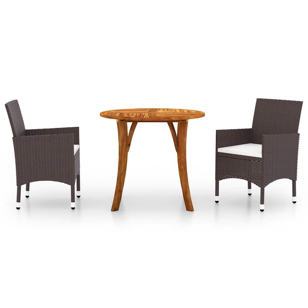 Set Mobili da Pranzo per Giardino 3 pz Marrone