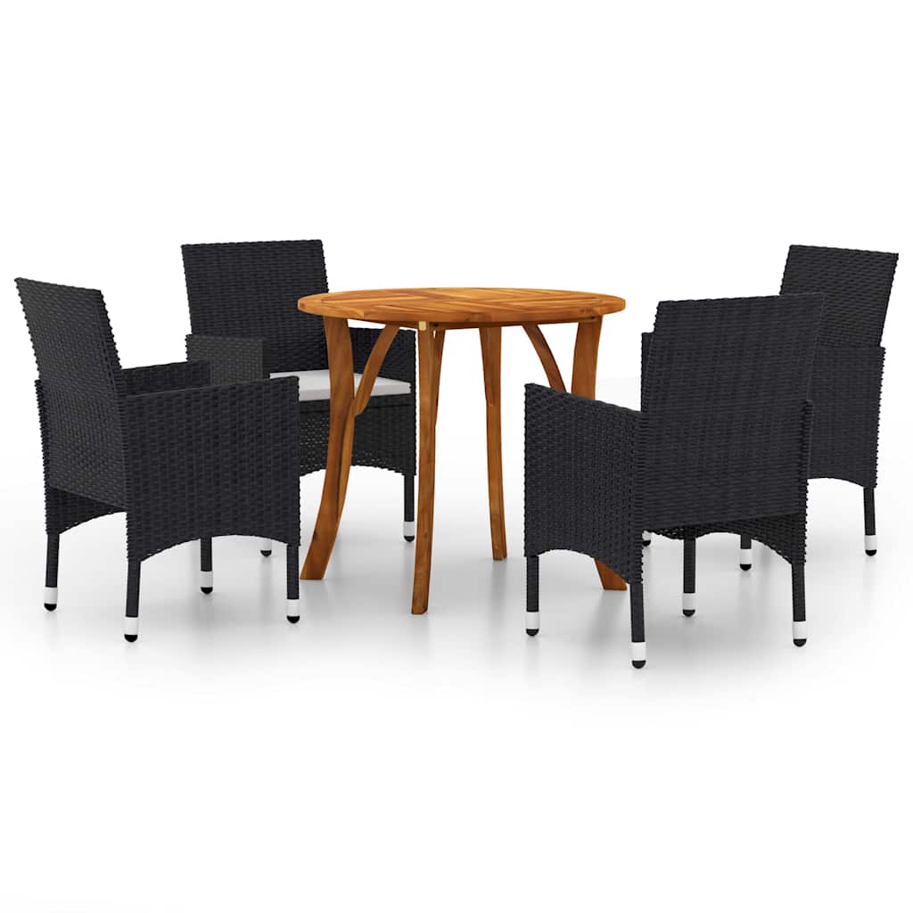 Set Mobili da Pranzo per Giardino 5 pz Nero