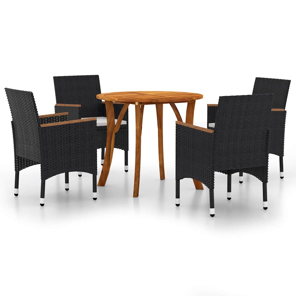 Set Mobili da Pranzo per Giardino 5 pz Nero