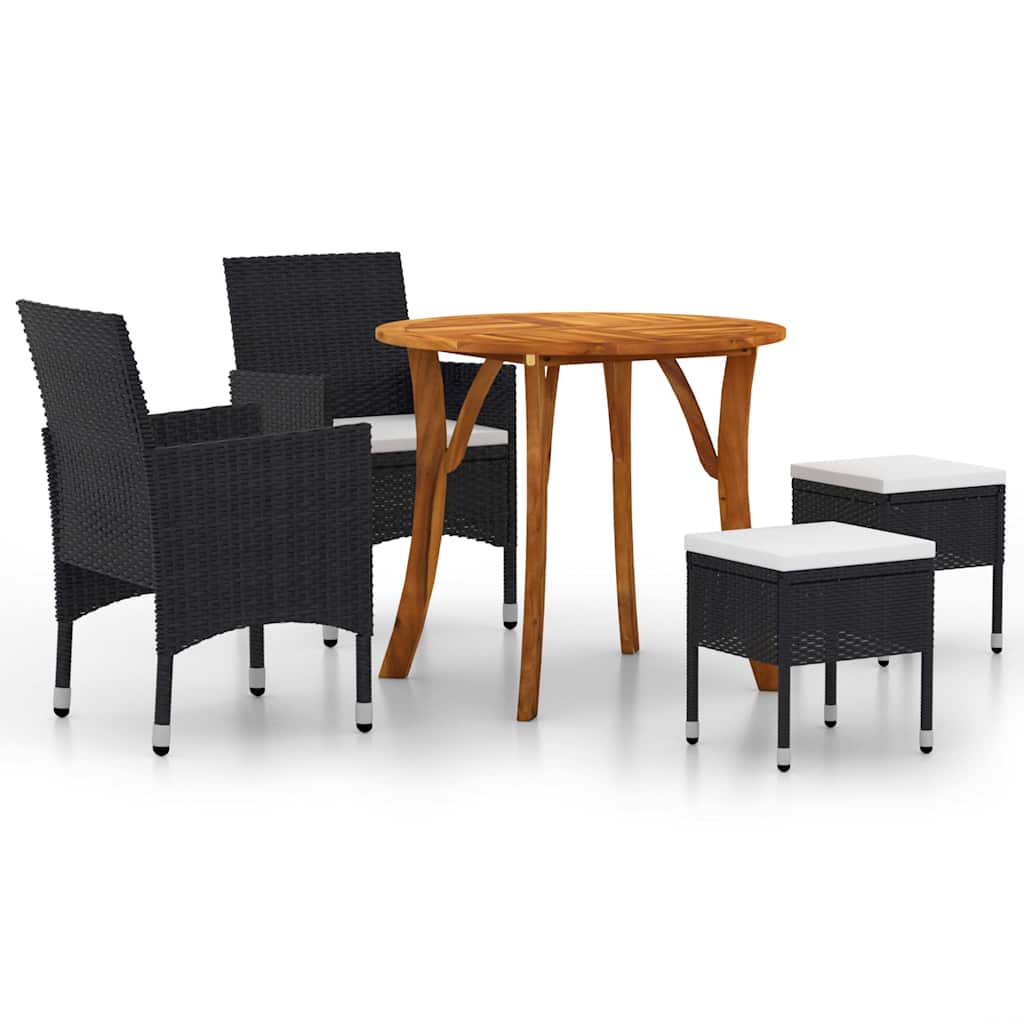 Set Mobili da Pranzo per Giardino 5 pz Nero