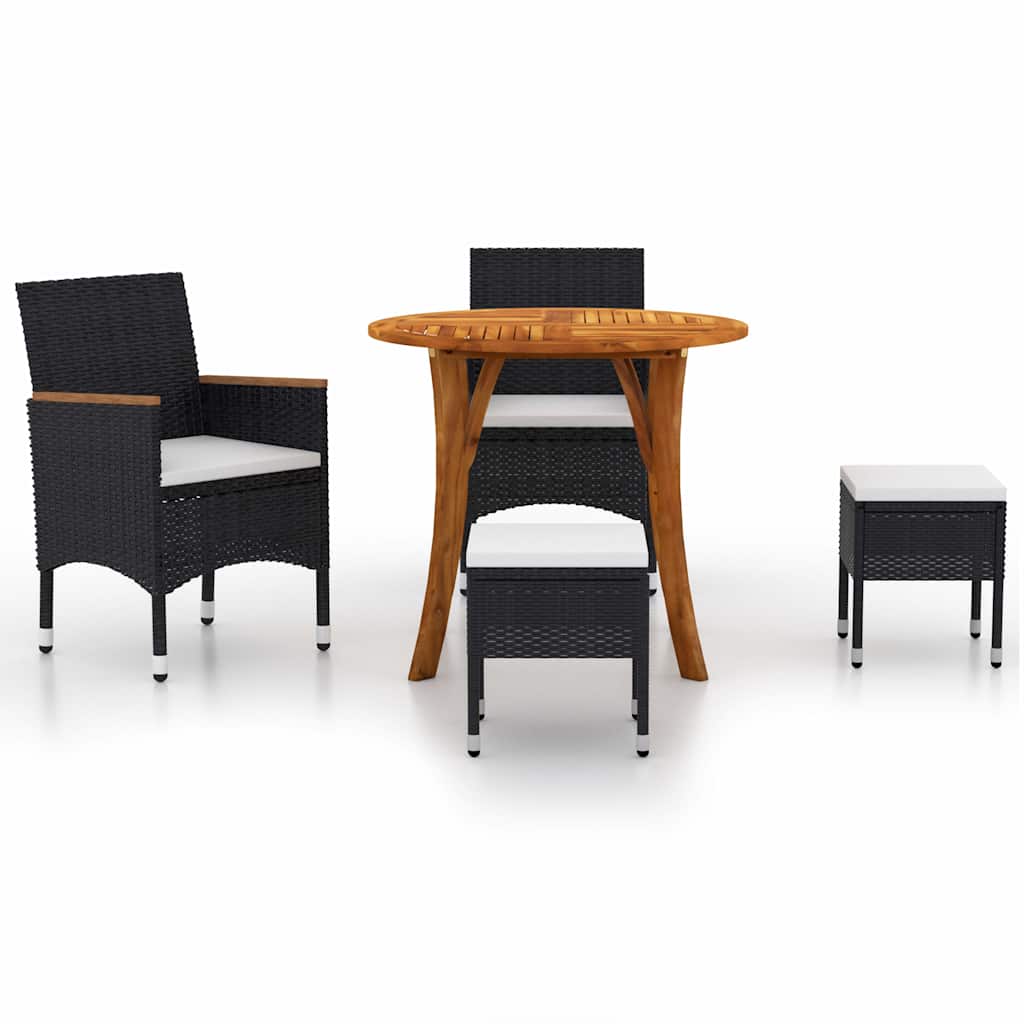 Set Mobili da Pranzo per Giardino 5 pz Nero