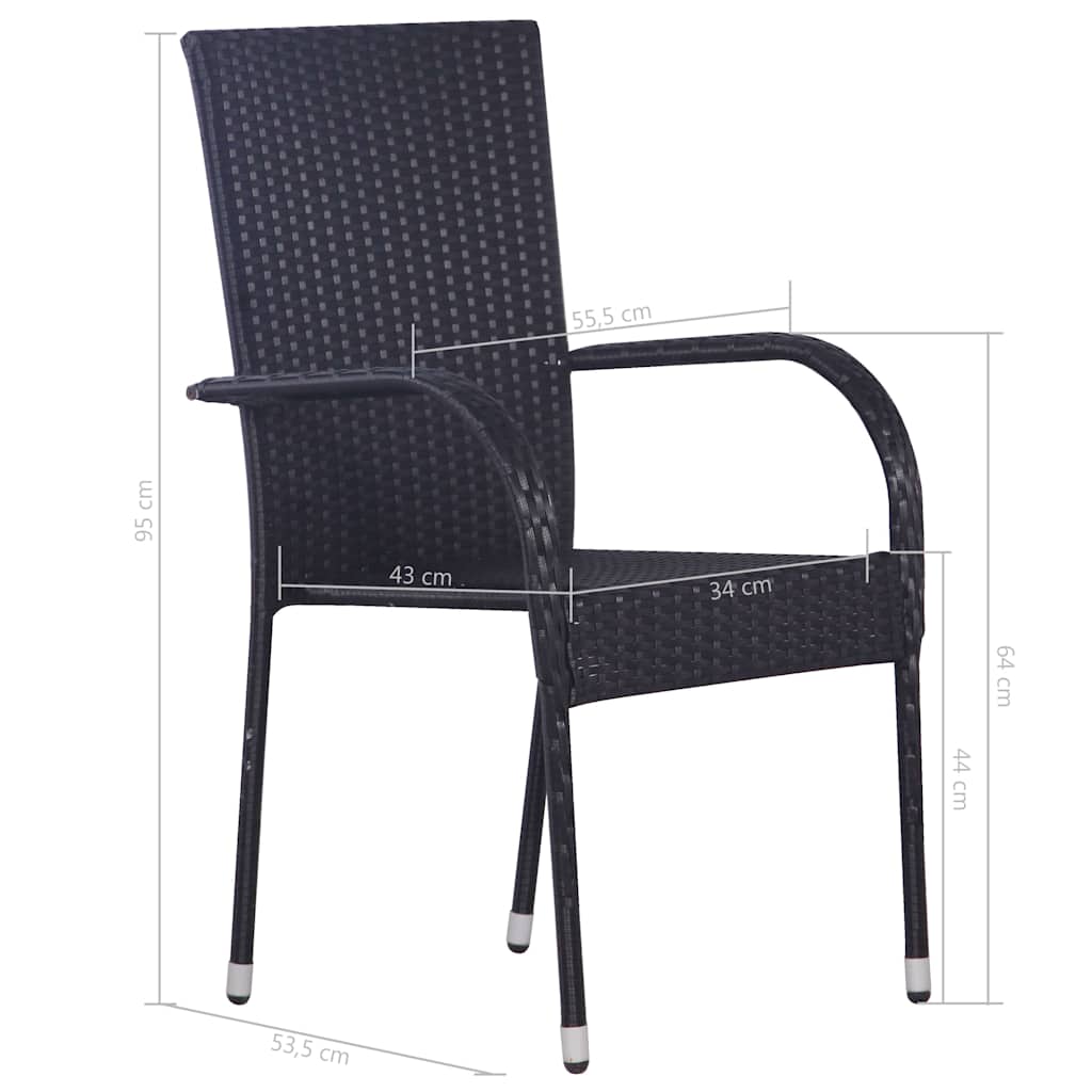 Set Mobili da Pranzo per Giardino 5 pz Nero