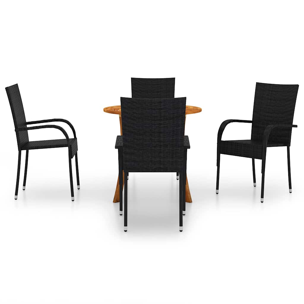 Set Mobili da Pranzo per Giardino 5 pz Nero