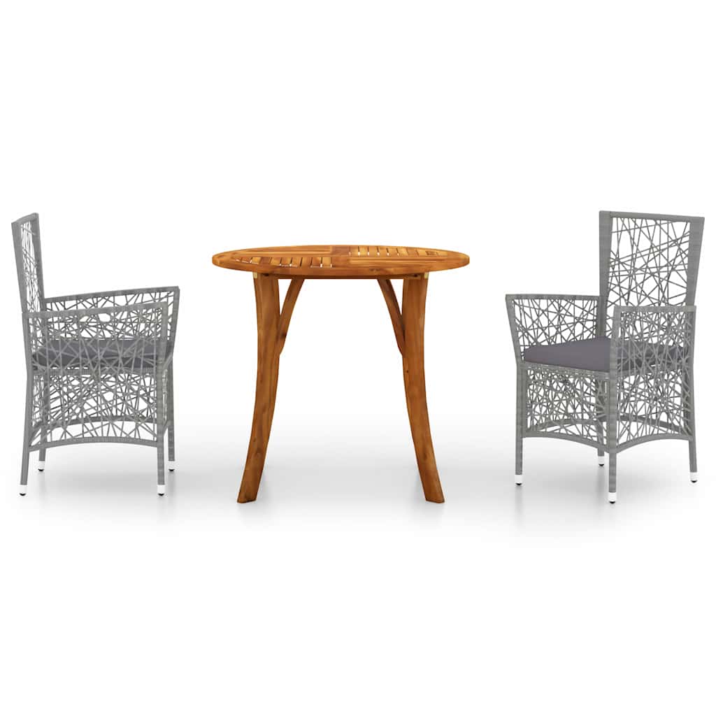 Set Mobili da Pranzo per Giardino 3 pz Grigio