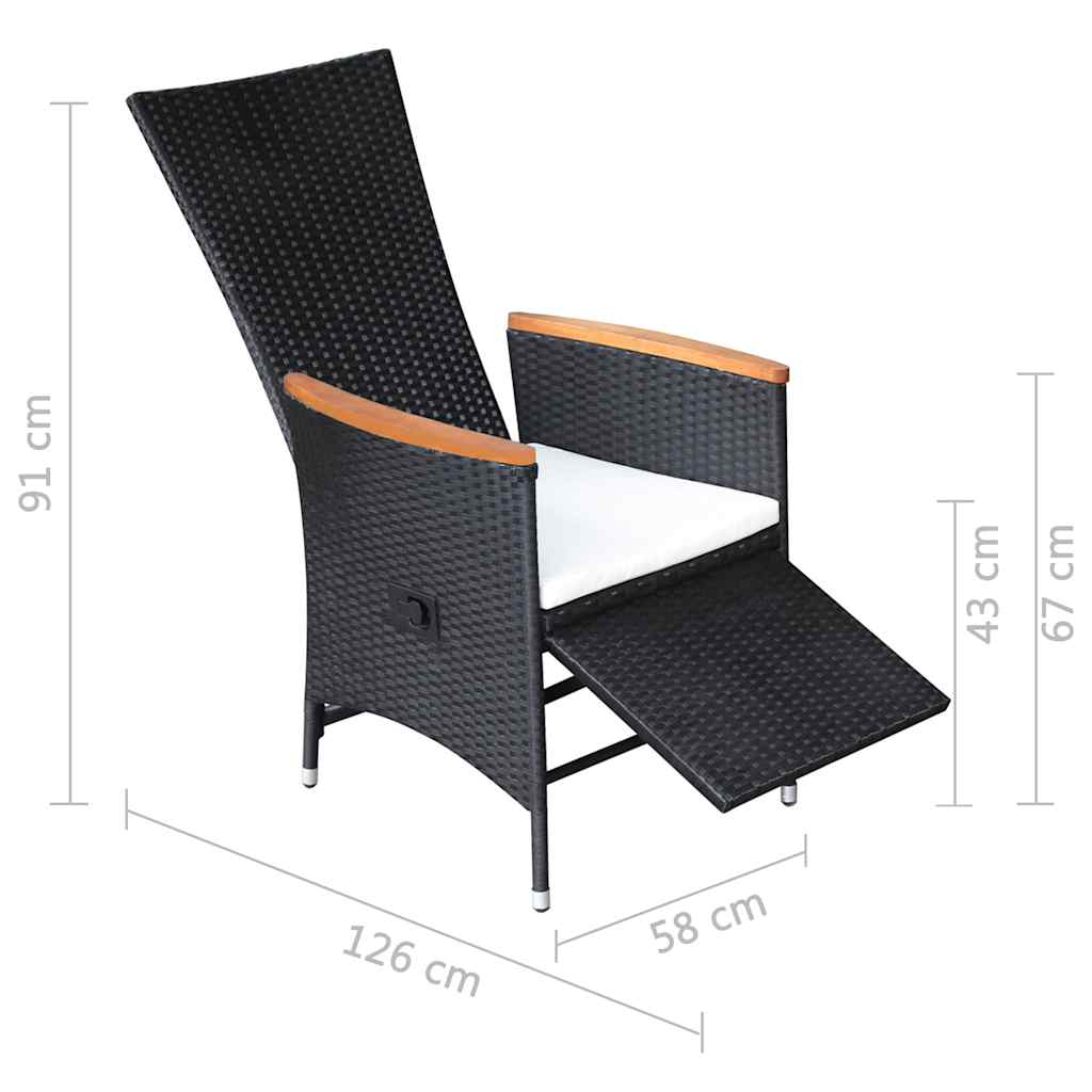 Set Mobili da Pranzo per Giardino 3 pz Nero