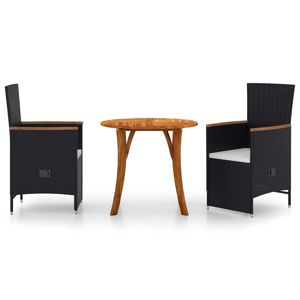Set Mobili da Pranzo per Giardino 3 pz Nero