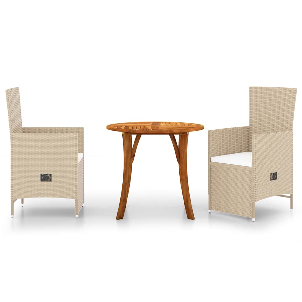 Set Mobili da Pranzo per Giardino 3 pz Beige
