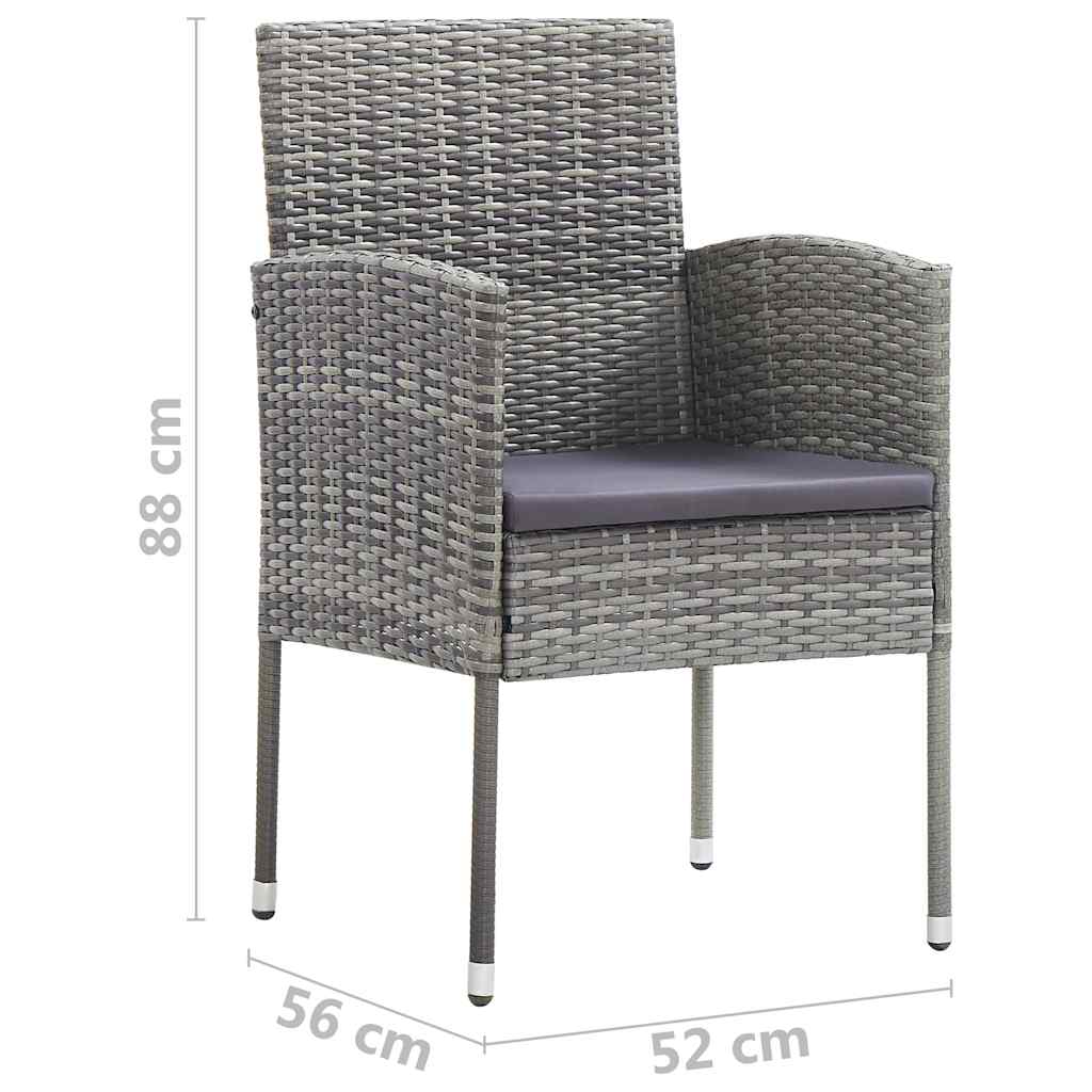 Set da pranzo giardino 5 pz tavolo acacia e sedie rattan antracite