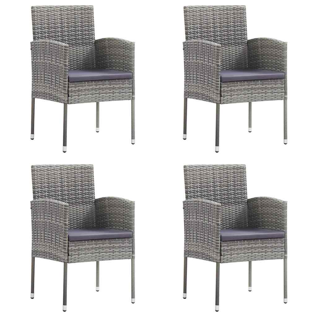 Set da pranzo giardino 5 pz tavolo acacia e sedie rattan antracite