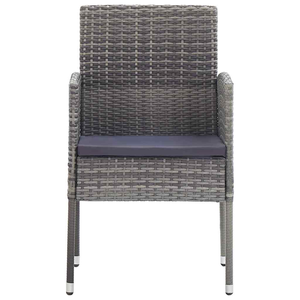 Set da pranzo giardino 5 pz tavolo acacia e sedie rattan antracite