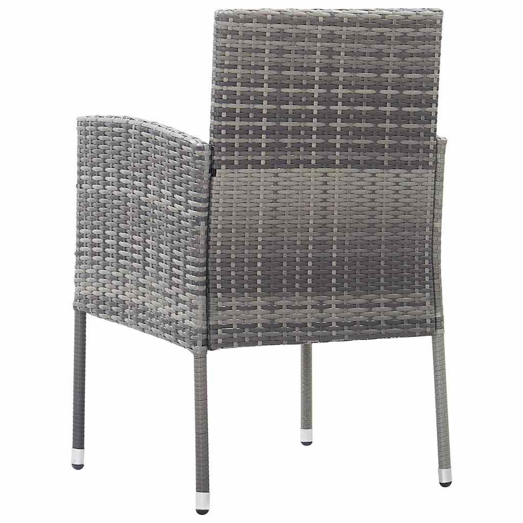 Set da pranzo giardino 5 pz tavolo acacia e sedie rattan antracite
