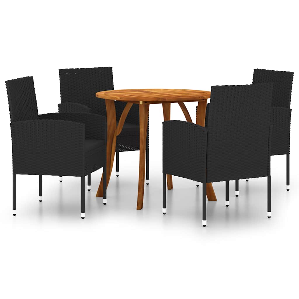 Set Mobili da Pranzo per Giardino 5 pz Nero