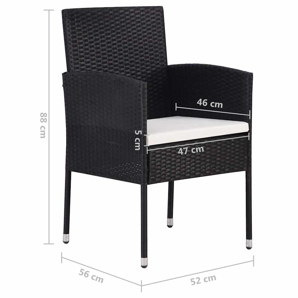 Set Mobili da Pranzo per Giardino 5 pz Nero