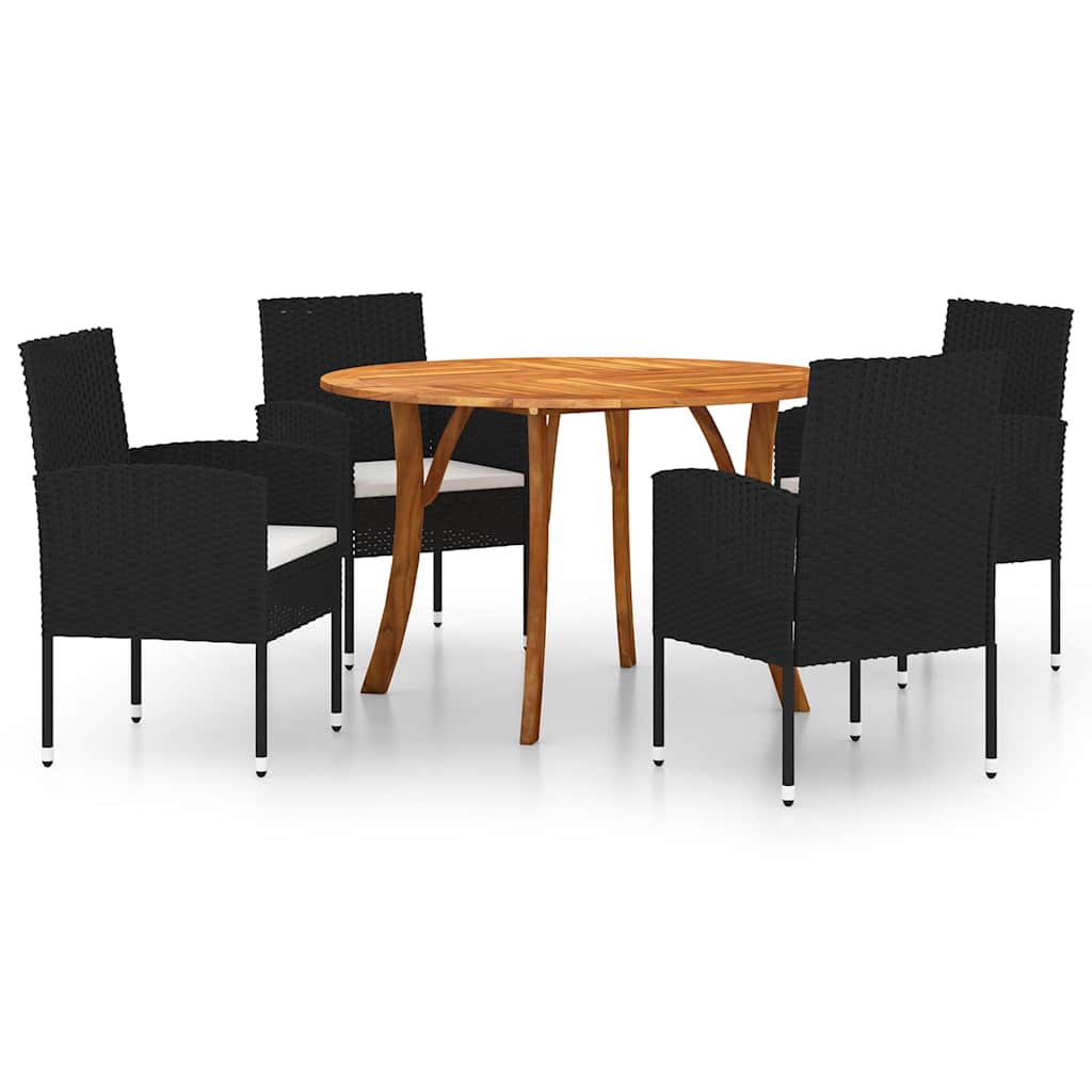 Set Mobili da Pranzo per Giardino 5 pz Nero