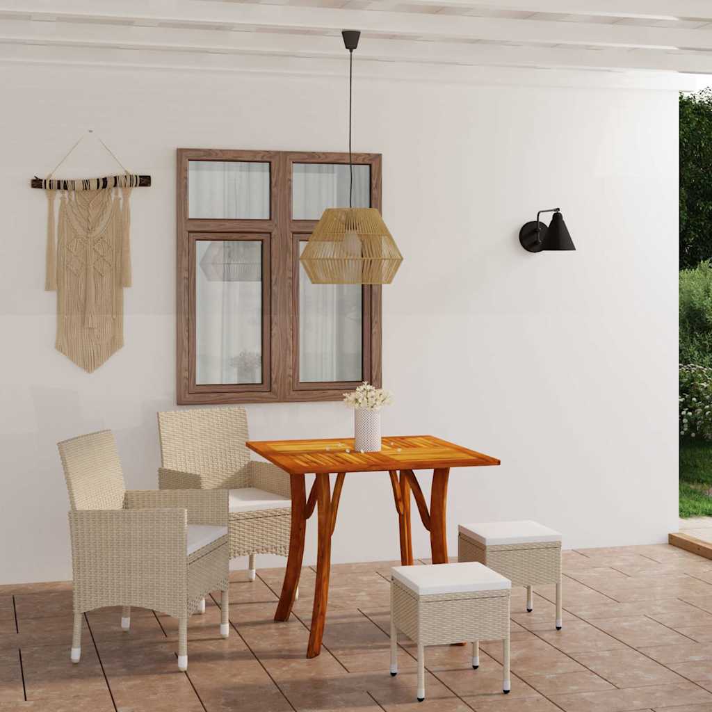 Set Mobili da Pranzo per Giardino 5 pz Beige